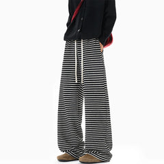 Threebooy Black Casual Pants Men Fashion Retro Striped Pants Men Streetwear Hip-hop Loose Wide Leg Pants Mens Trousers Large Size 4XL