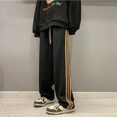 Threebooy Sweatpants for Men Stripe Trousers Straight Male Sweat Pants Wide Leg Baggy Vintage Tracksuit Bottoms Stylish Harajuku Fashion