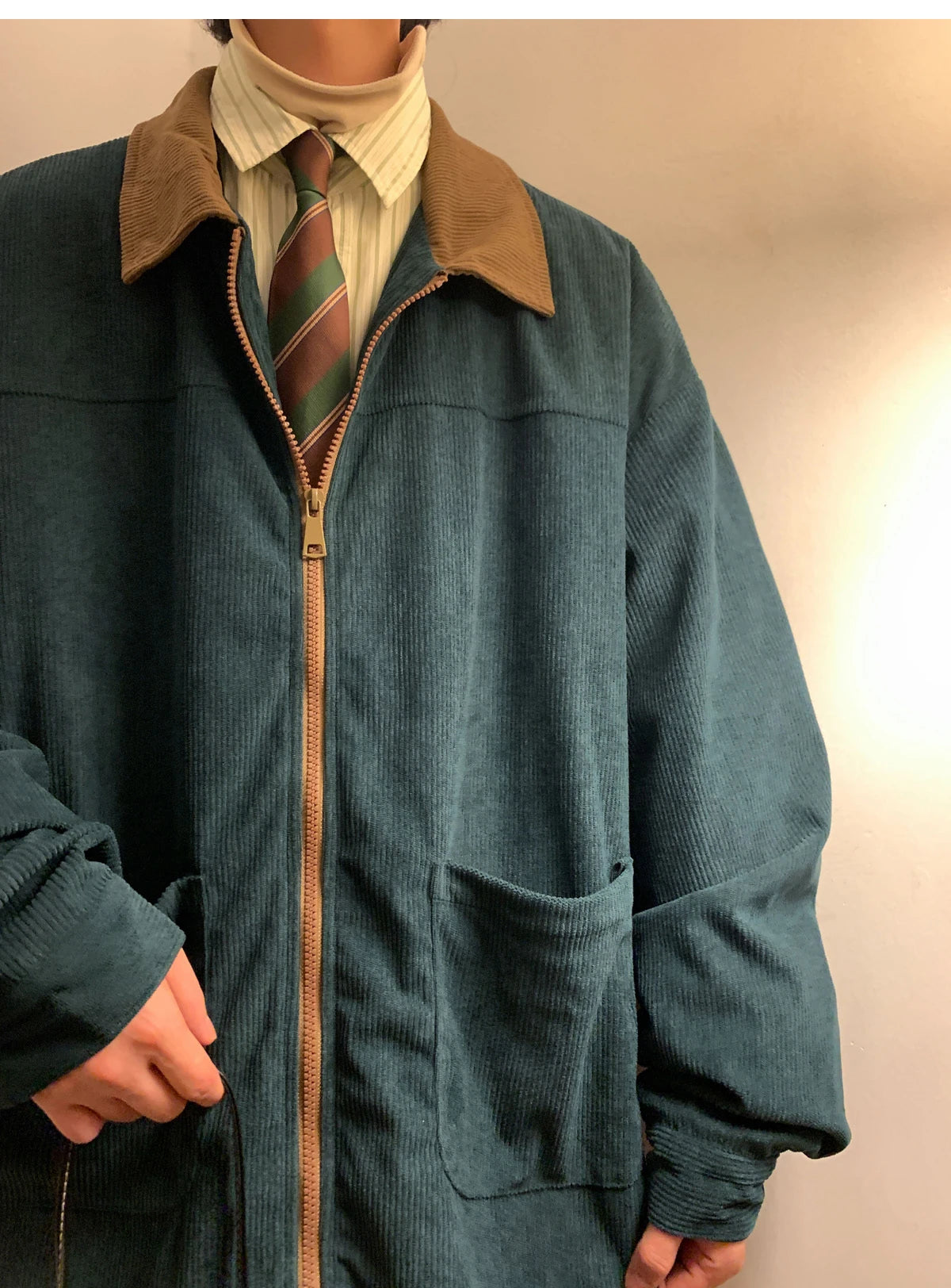 Threebooy American Style Vintage 2025 Men Bomber Jacket Windbreakers Zipper Coats Autumn Loose Cargo Outwear