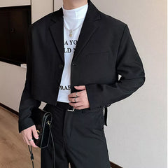 Threebooy Spring New Korean Version Of The Casual Short Street Style Solid Color Lapel Suit Jacket Men's Trend Design Suit