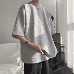 Threebooy Summer Short Sleeve T-shirt Men Fashion 3 Colors Oversized T Shirt Men Streetwear Korean Loose Hip Hop O-Neck Tshirt Mens Top