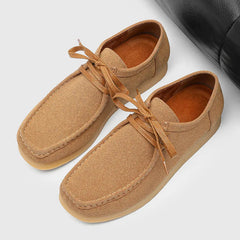 Threebooy  Retro Handmade Men's Casual Shoes Low Top Velvet Surface Smoke Rubber Spring Autumn British Style Flat Heel round