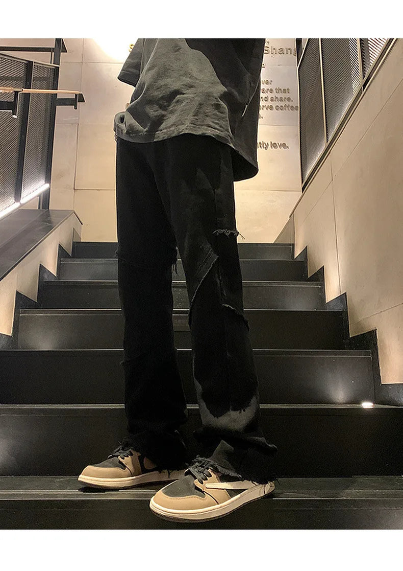 Threebooy New Spring Jeans Loose-fit Straight-leg Sporty Workwear Pants Hong Style Washing Jeans For Men