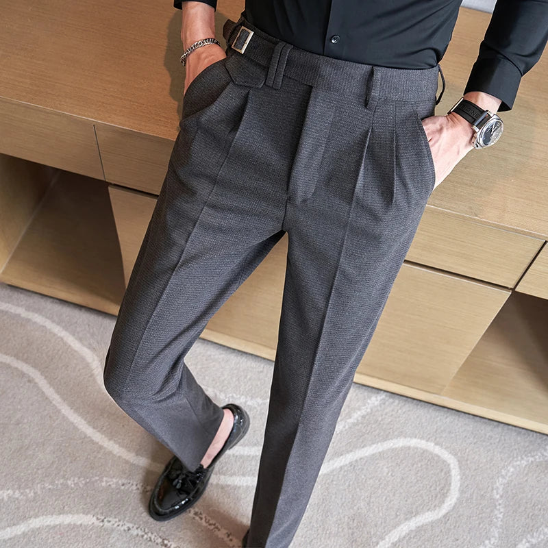 Threebooy Men's Spring High Quality Business Suit Pants Male Slim Fit Fashion Dress Trousers Winter for Men Woolen Cloth Casual Pants