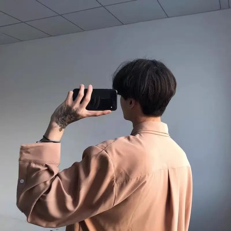 Threebooy Japanese Fashion High-end White Shirts Men Women Korean Version 2025 New Trendy Design Solid Color Handsome Long-sleeved Tops