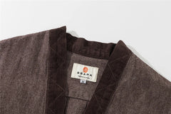 Threebooy Vintage Patchwork Cargo Jackets Mens Japan Style Multiple Pockets Cardigan Kimono Harajuku Loose Casual Cotton Coats Male
