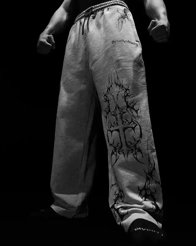 Threebooy  Y2K Breathedivinity Skull Cargo Pants Men Women Gothic Casual Sports Joggers New Hip Hop Street Fashion Couple Street Trousers