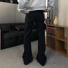 Threebooy  Korean Style Streetwear Slim-Fit Cleanfit Flared Jeans for Men Simple Trendy Vibe Casual Long Pants