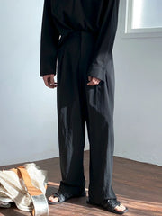 Threebooy Summer Thin Linen Men's Pants Loose Straight Pants Korean Cotton Linen Casual Trousers Draped Wide-leg Pants Aesthetic Urban