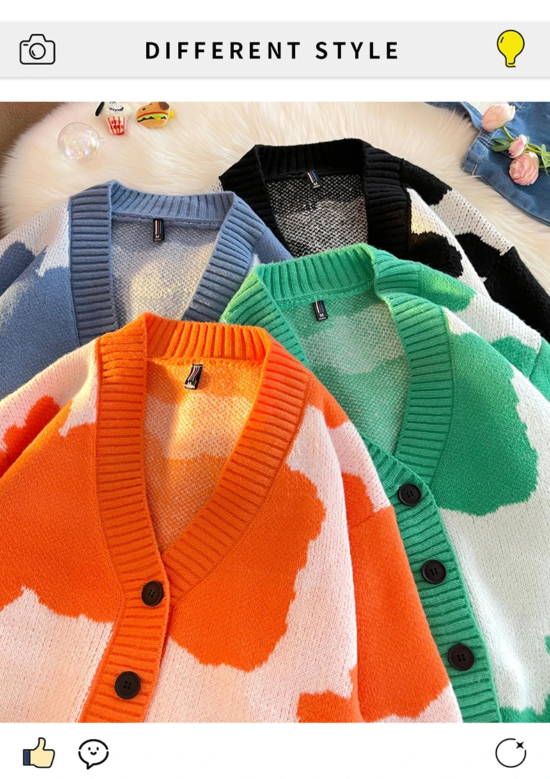 Threebooy Open Front Button V Neck Long Sleeve Sweater Women Basic Shirt Men Warm Soft Coat Autumn Winter Tops Casual Knit Jacket Cardigan