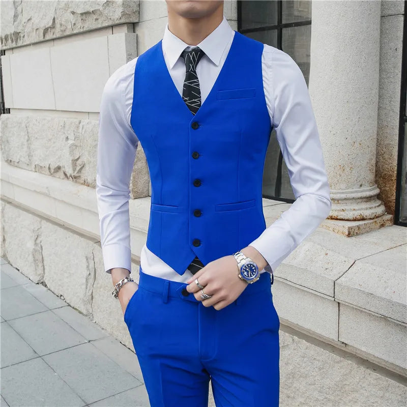 Threebooy Men spring high quality Business suit Vest/Male slim fit fashion office dress Blazers Vest 4XL-M