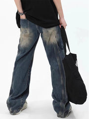 Threebooy Streetwear Pants Jeans Hip Hop Y2k Man Baggy Cargo Casual Woman Stacked Men Slim Flare Blue Men's Clothing