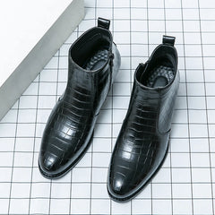 Threebooy  British Style Men's Business Short Boots High-end Banquet Dress Boots Winter Men's Fashionable High Top Shoes Pointed Toe Boots