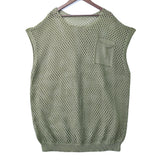 Threebooy Green Knit Mesh Vest Men Transparent Sexy Men's Tank Tops Red See Through Men's Clothing Sleeveless Tee Streetwear