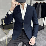 Threebooy British Style Single-breasted Men Blazers Slim Wedding Business Casual Suit Jacket Houndstooth Street Wear Social Dress Coat