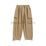 Threebooy Spring Casual Oversize Cargo Pants Men Streetwear Solid Harajuku Loose Straight Trousers Wide-leg Baggy Pants For Man