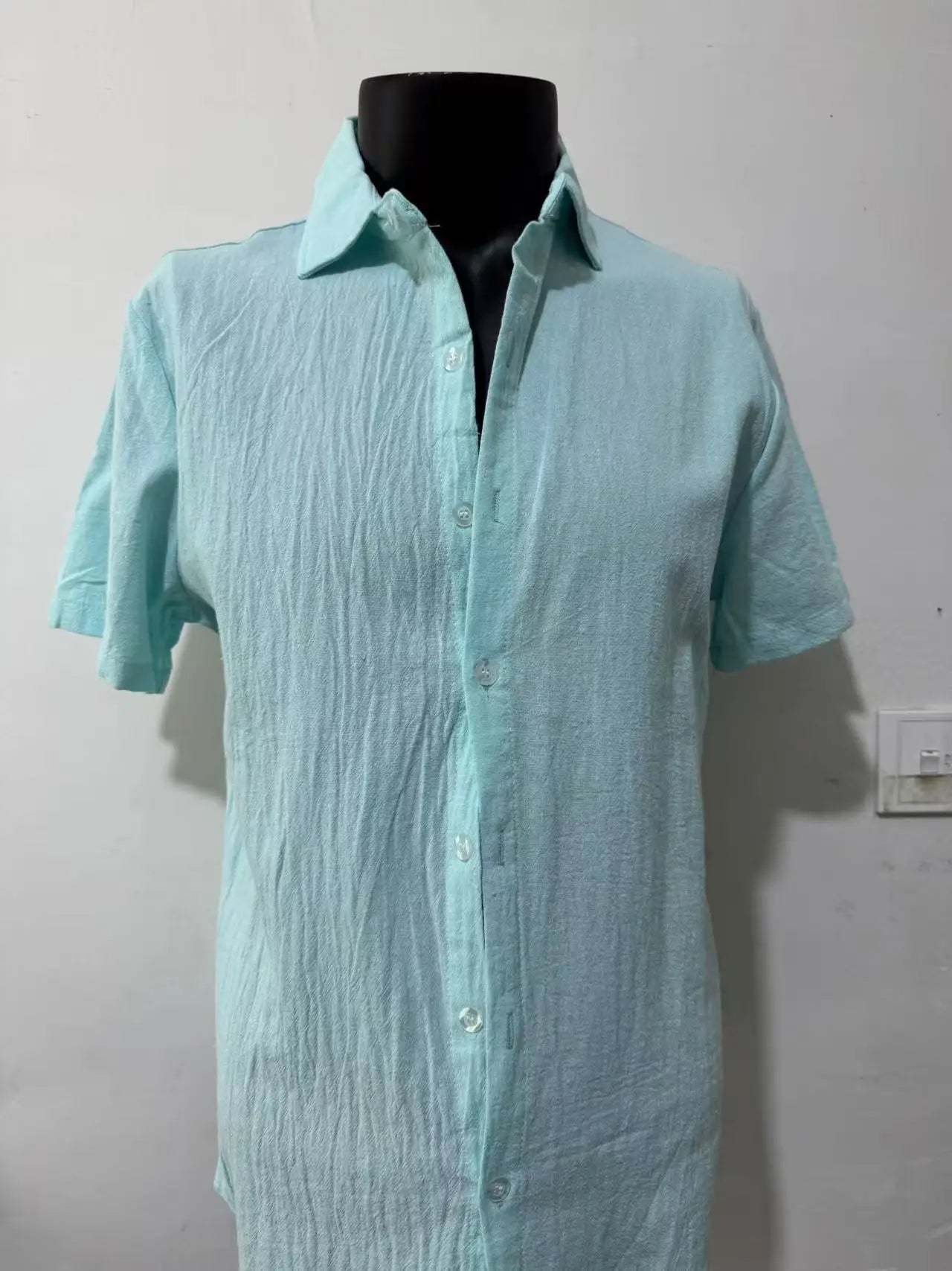 Threebooy Summer Men's Breathable Cotton Linen Shirt Short Sleeve Casual Turn Down Collar Loose Top Male Shirts