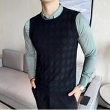 Threebooy Autumn Winter Fake Two Piece Sweaters High Quality Pullovers Men's Shirt collar Warm Knitwear Long Sleeve Casual Sweater 3XL-M