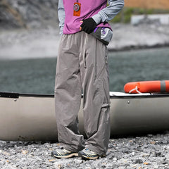 Threebooy  Autumn New Casual Japanese Style Outdoor Waterproof Loose Tactical Cargo Pants High Waist Straight Leg Ultra Long Length
