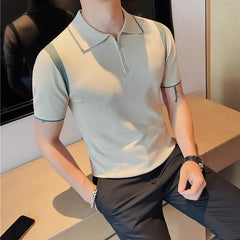 Threebooy Summer New Men's Knitting Short-sleeved Polo Shirt Ice Silk Breathable Business Fashion Tees Male Brand Clothes S-4XL