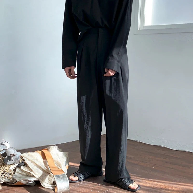 Threebooy Summer Thin Linen Men's Pants Loose Straight Pants Korean Cotton Linen Casual Trousers Draped Wide-leg Pants Aesthetic Urban