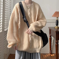 Threebooy Twist Round Neck Sweater and Sweater for Men Trendy Brand Lazy Style Retro Top