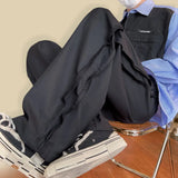 Threebooy Men's High-quality Vintage Casual Pants Loose Black/khaki Color Oversized Trousers Fashion Trend Suit Pants Big Size M-5XL
