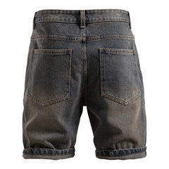 Threebooy Summer New Chic Men Slim-fit Denim Shorts Light Luxury Stylish Vintage American Style Urban Fashion Leisure Straight Half-pants
