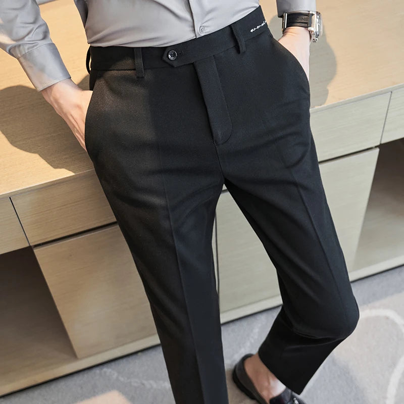 Threebooy Men's Casual Pants Soft Tight Stretch Trousers For Business Social Office Workers Interview Party Wedding Men's Suit Pants S-3XL