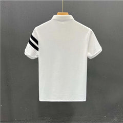 Threebooy  Striped Contrast All-match Trend Polo Shirts Summer Short Sleeve Solid Plus Size Fashion T Shirt Tops Casual Korean Men Clothing