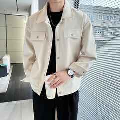 Threebooy Men Spring High Quality Fashion Casual Jackets/Male Slim Fit Solid Color Lapel Loose Jacket Brand Clothing Chaquetas Hombre Coat