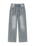 Threebooy New Vintage Gray Baggy Jeans Men Fashion Harajuku Casual Y2k Pants Straight High Street Male Wide Denim Trousers