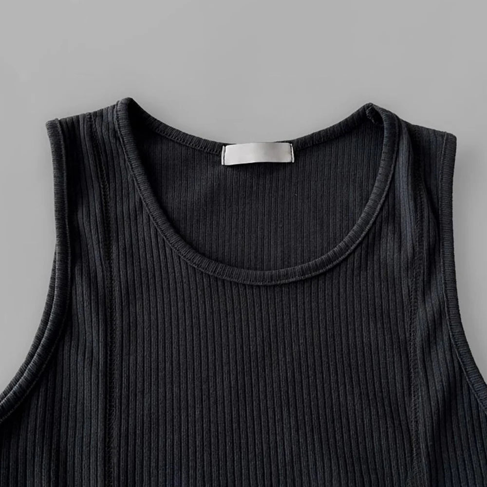 Threebooy Mens Shaping Stretch Knit Vest Genderless 2024 New Fitness Sports Tight Breathable Sweat-Absorbent Solid Color Tank Top Unisex