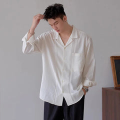 Threebooy New Trend Men Luxury Business Shirts Casual Striped Long Sleeve Cardigan Tops Japanese Style Fashion Leisure Commuter Blouse