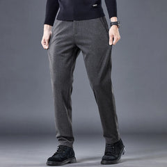 Threebooy  Fashion Slim Stripe Men's Pants Elastic Waist Business Suit Stretch Thick Korea Formal Trousers Male Brand Clothing 28-38