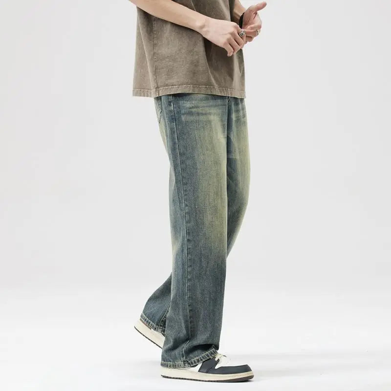 Threebooy  Streetwear Thin Vintage Jeans Men's Fashion Loose Trousers Casual Straight Personalized Denim Pants Male Summer Brand wide jeans