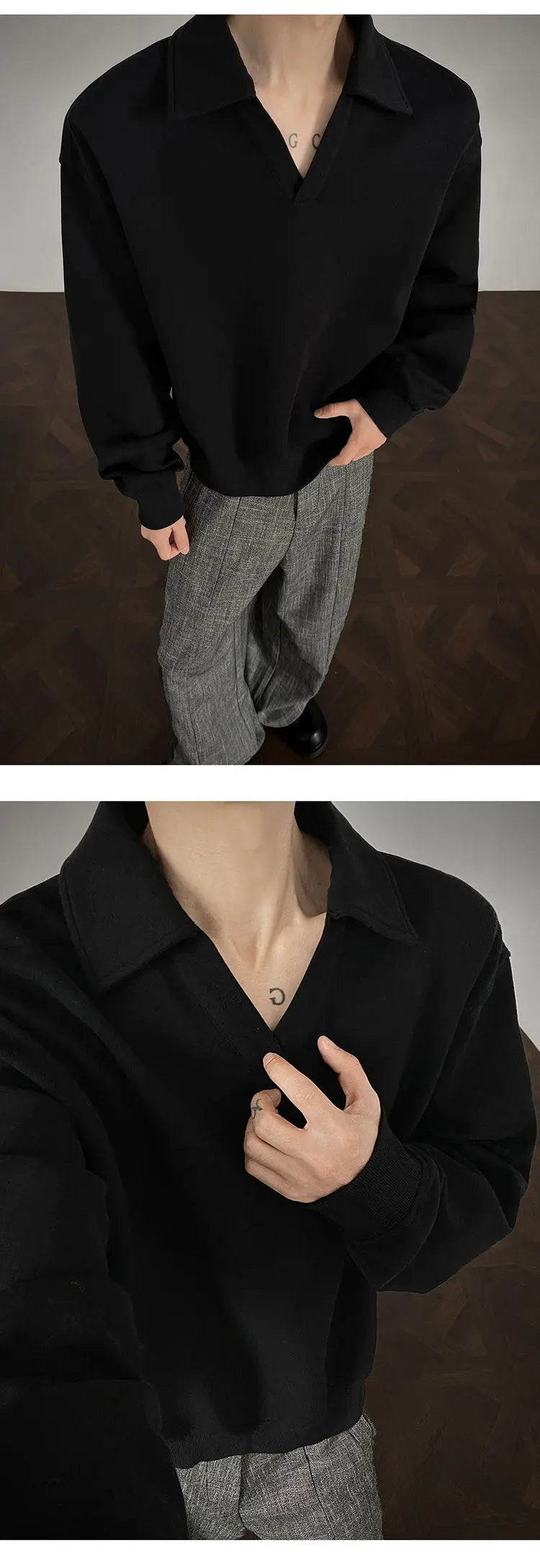 Threebooy Long sleeve t Shirt men 2025 Arrival Men Polo Shirt Solid Color Casual Relaxed Fit Collar Tops Autumn Fall Fashion Mens Clothing