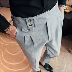 Threebooy Fashion High Quality Cotton Men Pants Straight Spring and Summer Long Male Classic Business Casual Trousers Full Length 36