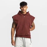Threebooy Mens Brand Gyms Clothing Bodybuilding Hooded Tank Top Cotton Sleeveless Vest Sweatshirt Fitness Workout Sportswear Tops Male
