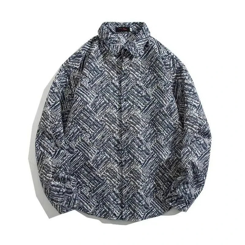 Threebooy Colored Numb Ethnic Style Shirt Men Weaving and Embroidered Spring and Autumn Retro Hong Kong Style Shirt Jacket