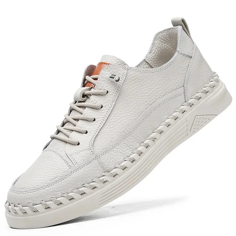 Threebooy  Men's Spring Autumn New Style Genuine Leather Soft Bottom Breathable Casual Shoes Trendy Versatile Casual Men's Flat Sho