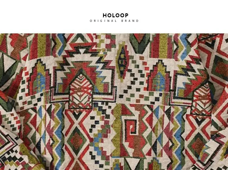 Threebooy Colored Numb Ethnic Style Shirt Men Weaving and Embroidered Spring and Autumn Retro Hong Kong Style Shirt Jacket