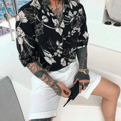 Threebooy Men Fashion Clothing 2024 Summer High Quality Floral Retro Casual Hawaiian Flower Shirt Slim Fit Beach Short Sleeve Shirt Unisex