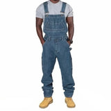 Threebooy Men Cargo Jeans Jumpsuit Big Size Vintage Big Pocket Denim Bib Overalls Homme Casual Adjustable Suspenders Long Pants Streetwear