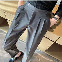 Threebooy  Fashions Slim Fit Formal Trousers Mens Autumn Winter High Quality Brand Business Casual Black Blue Stretch Long Pants 29-36