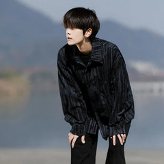 Threebooy  Long Sleeve Shirts Striped Spring outdoor Fashing New Breathable Hiking Work Shirt Casual Button Down Shirt with Pocket