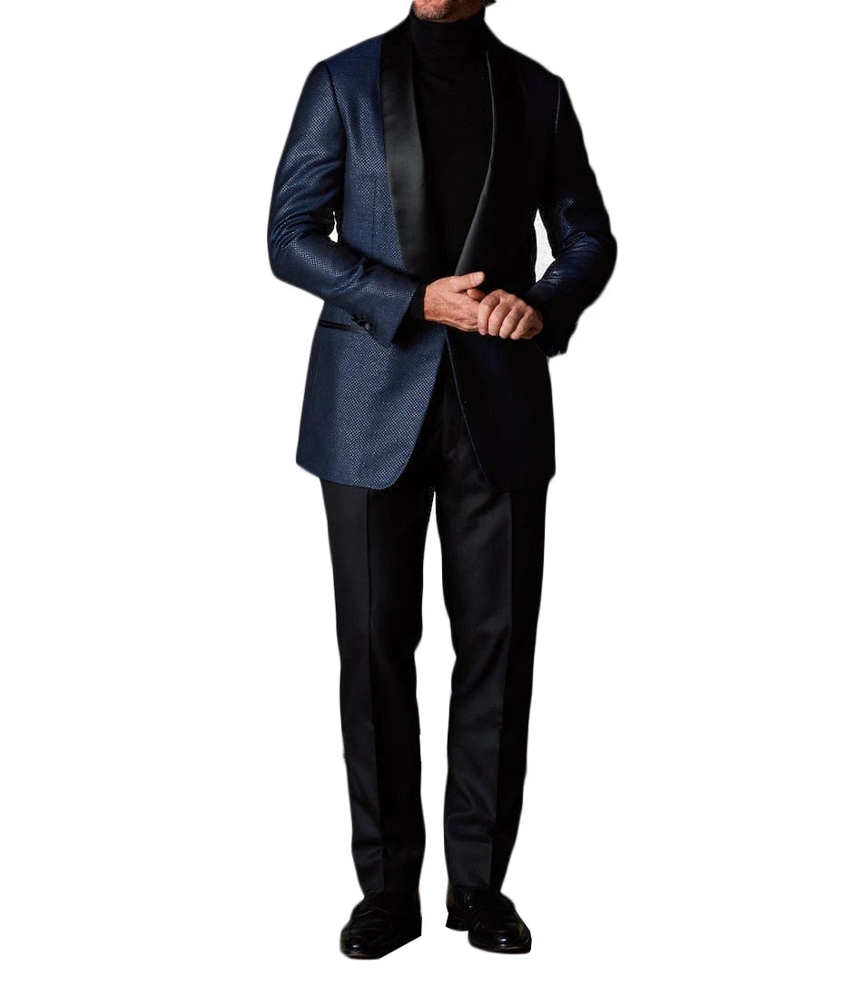 Threebooy  Men's Suit 2 Pieces Blazer Black Pants One Button Sheer Lapel Business Work Wear Slim Fit Formal Wedding Groom