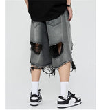 Threebooy Hip Hop Men's Shorts Summer High Street Man Denim Short Knee Length Pants