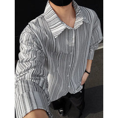 Threebooy spring New Long sleeved Shirt Men Fashion Social Mens Dress Shirt Korean Loose Casual Striped Shirts Mens Formal Shirt