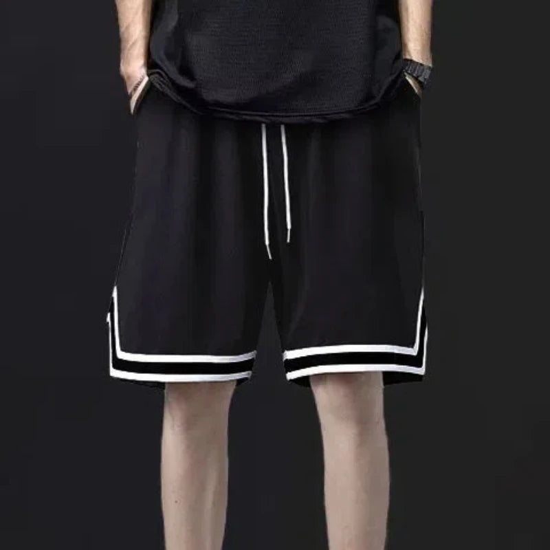 Threebooy  Plus Size Elastic Waist Loose Casual Sports Shorts Men's Summer Striped Patchwork Youth Fashion Shorts Trend Korean Men Clothing